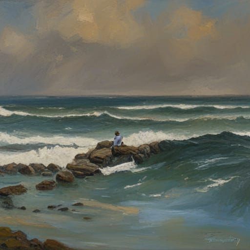 Angler in Oil Painting Style