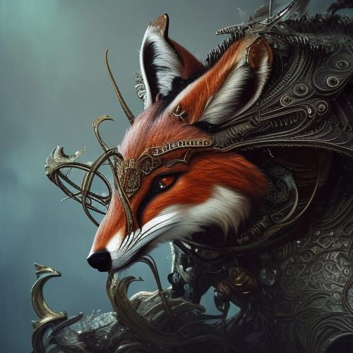 Fierce Fox in Intricate Filigree Armor