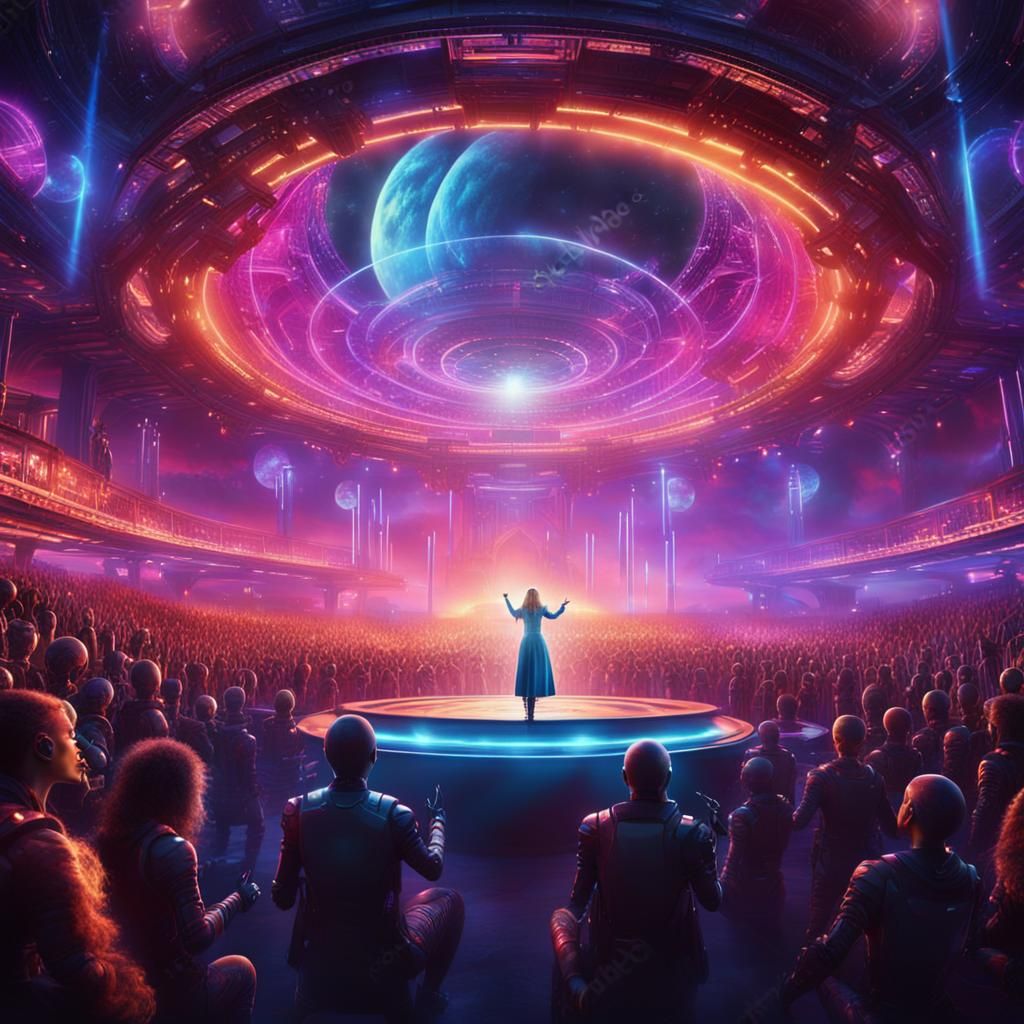 Futuristic Singer's Epic Performance in Alien Arena