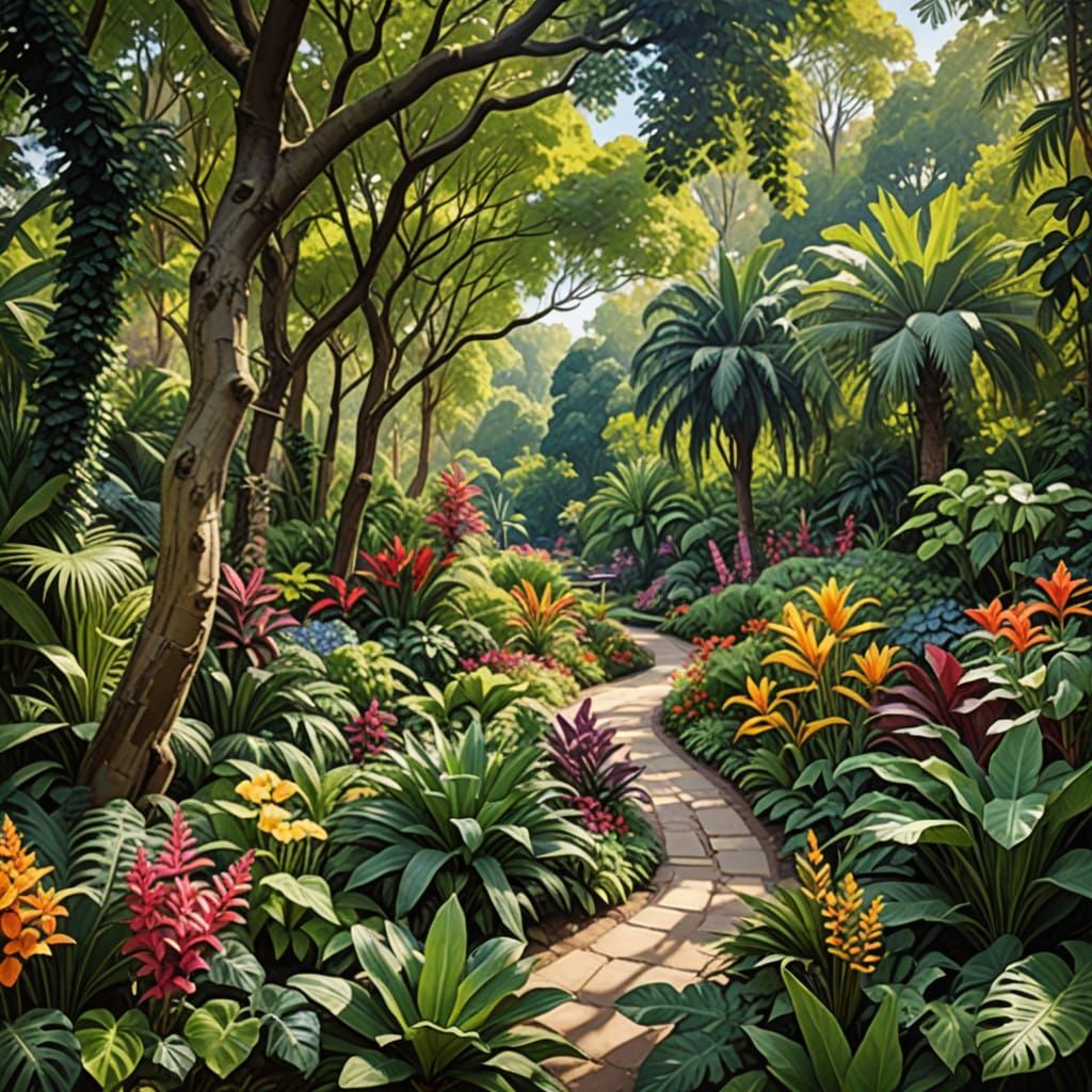 Botanical Oasis in Vibrant Exotic Colors