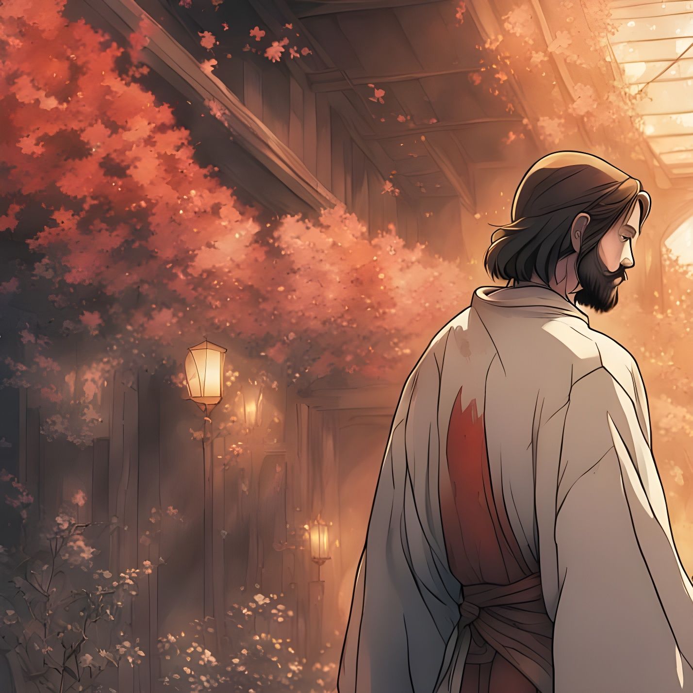 Jesus in Chiaroscuro Watercolor Masterpiece