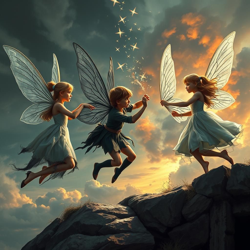 Pixel Art Fairies Battle Over Peter Pan