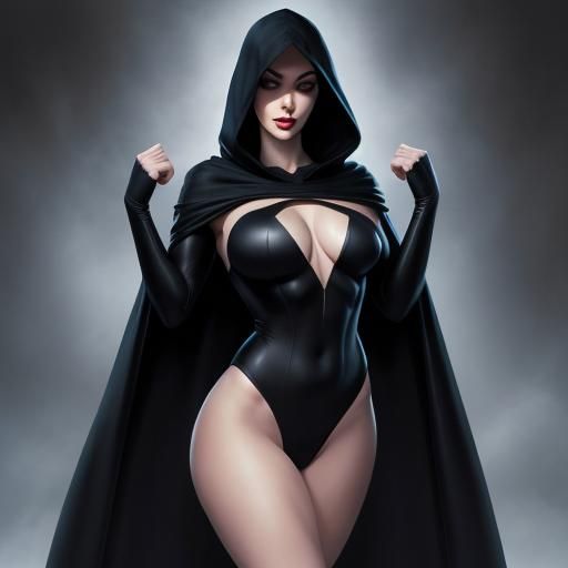 Raven Pinup Girl in Comic Book Art Style