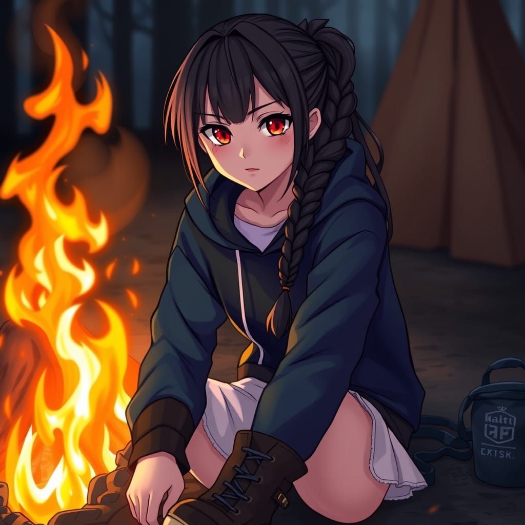 Crimson Eyed Vampire Girl in Anime Aesthetic