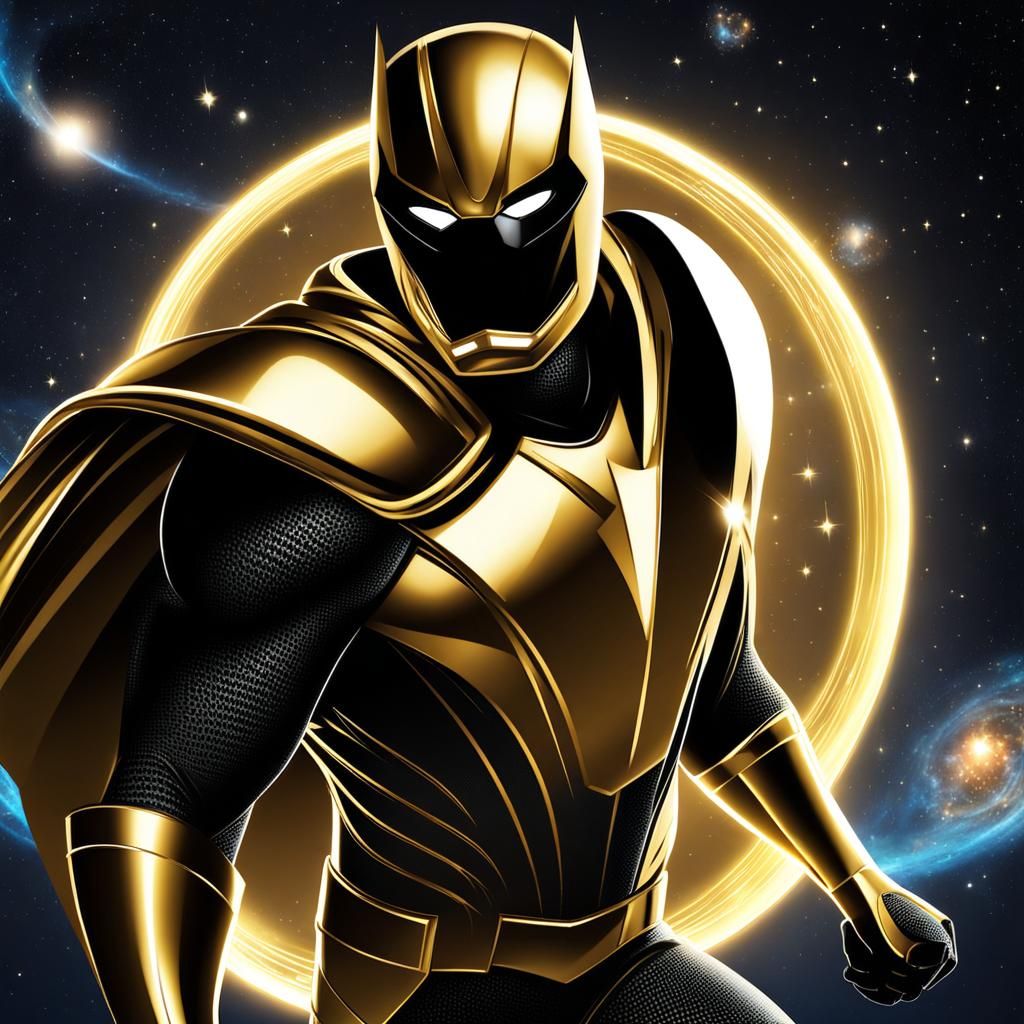 Golden Superhero Powers in Space: Realistic Rendering