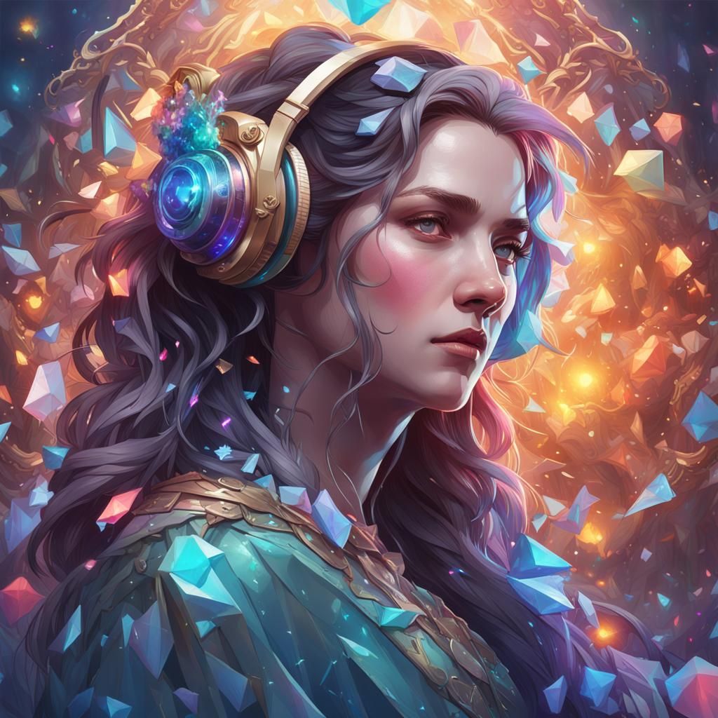 Crystal Unicorn Portrait with Dynamic Lighting