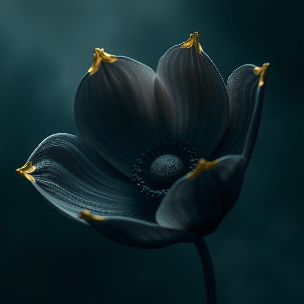 Ethereal Black Moon Flower Fantasy Art