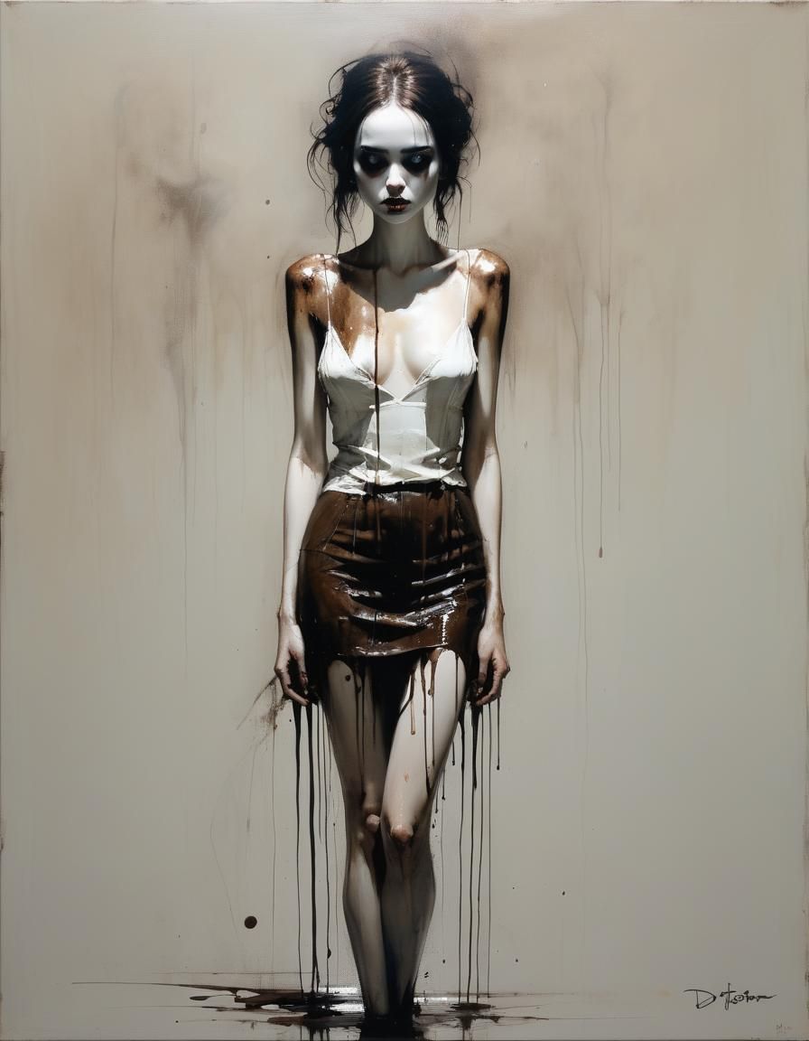 Dreamy Girl with Soda in Dark Fantasy Style