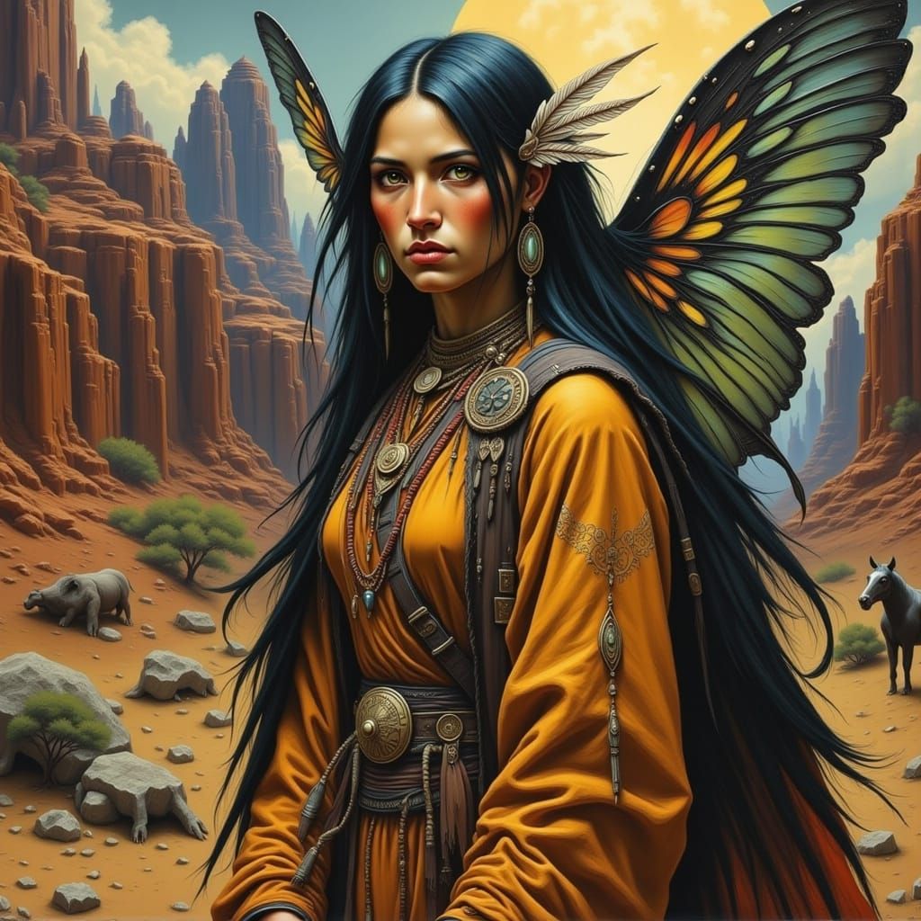 Fairy Elf Meets Old West Native American