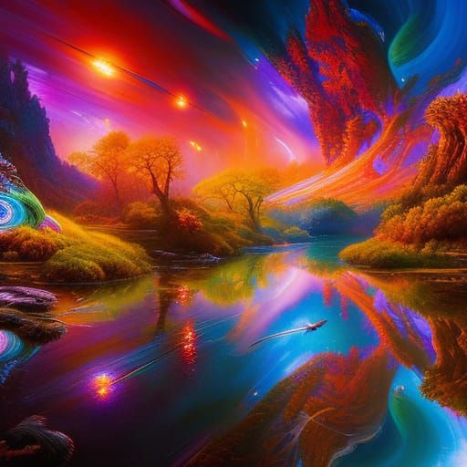 Psychedelic Cosmic Flowers: A Photorealistic Nebula Portrait