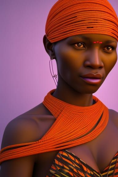 African Basket Weaver Portrait in Volumetric Lighting