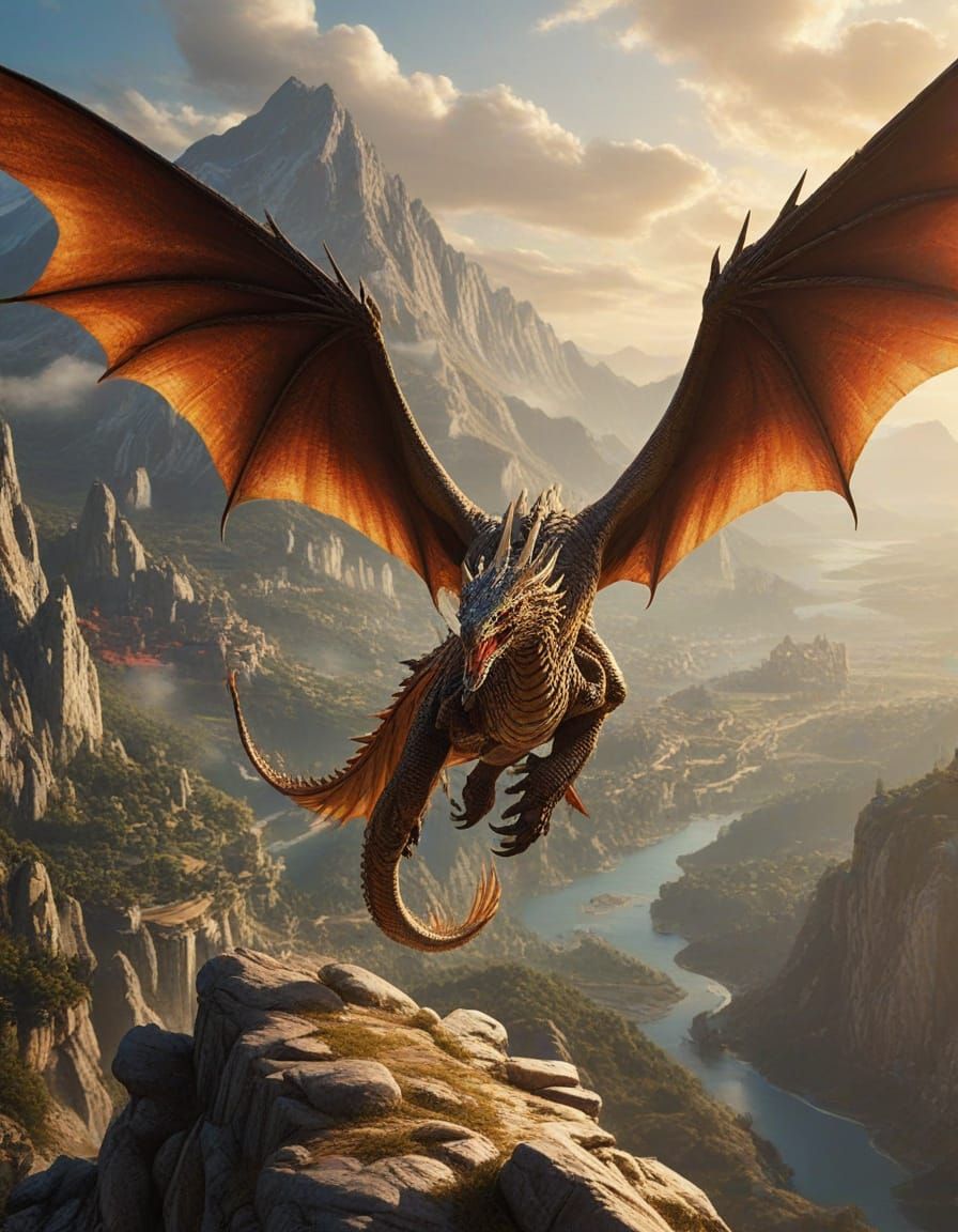 Dragon Soaring in Fantasy World: Assassin's Creed Style