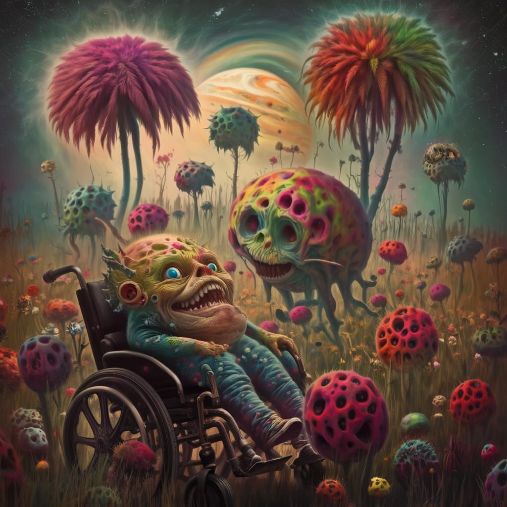 Psychedelic Astronaut in Poppy Field: Surreal Art