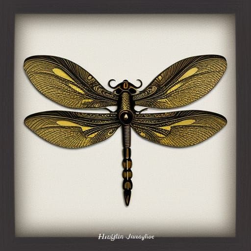Steampunk Dragonfly with Engraved Frame