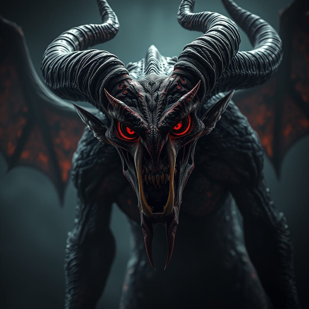 Colossal Demon in Dark Fantasy Style