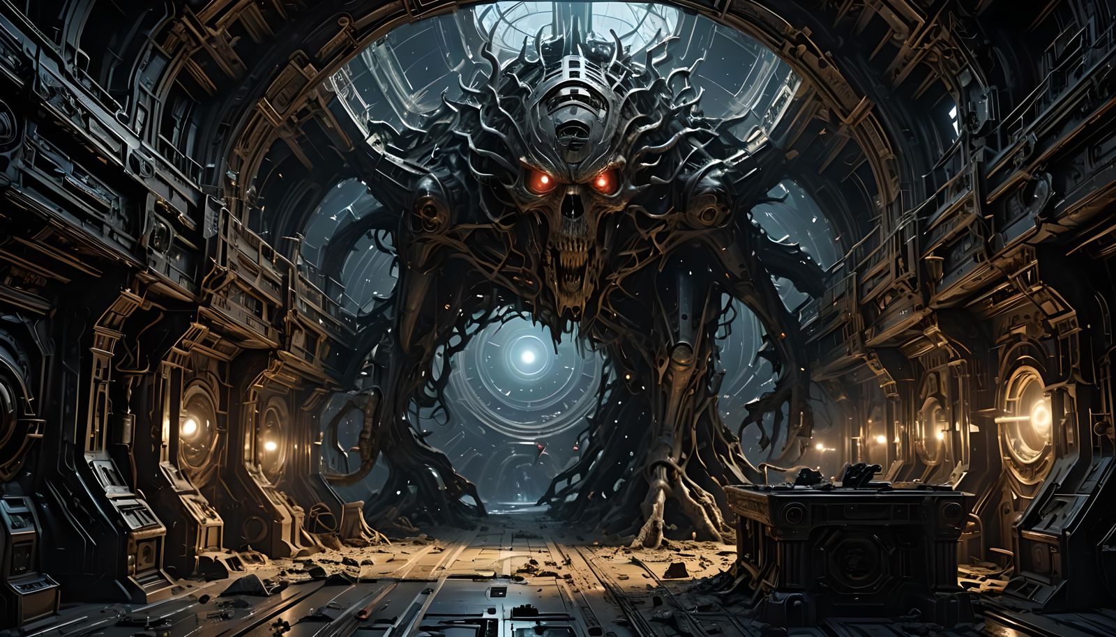 Grotesque Vision of Space Horror in Sci-Fi Style