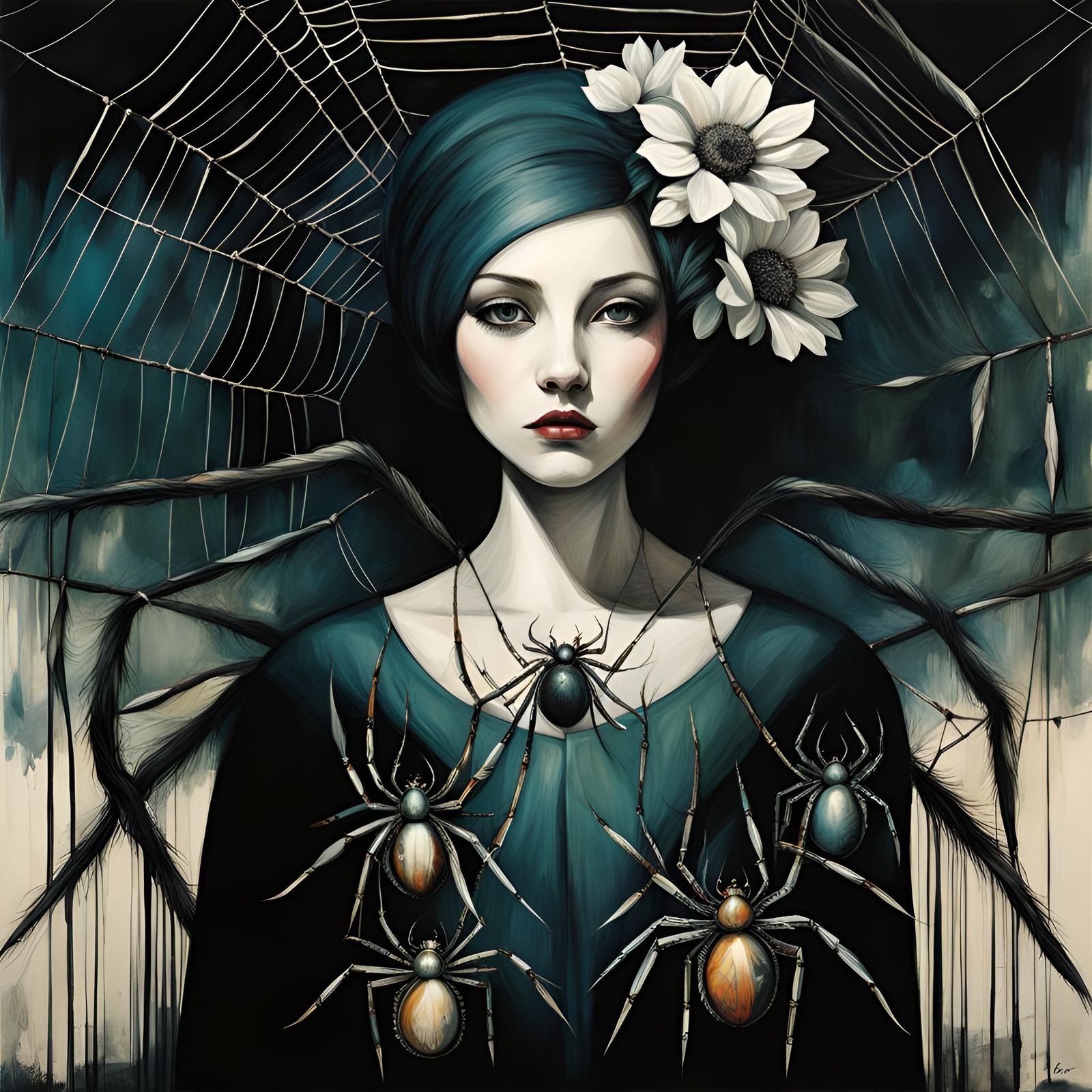 Intricate Spider in Art Brut Style