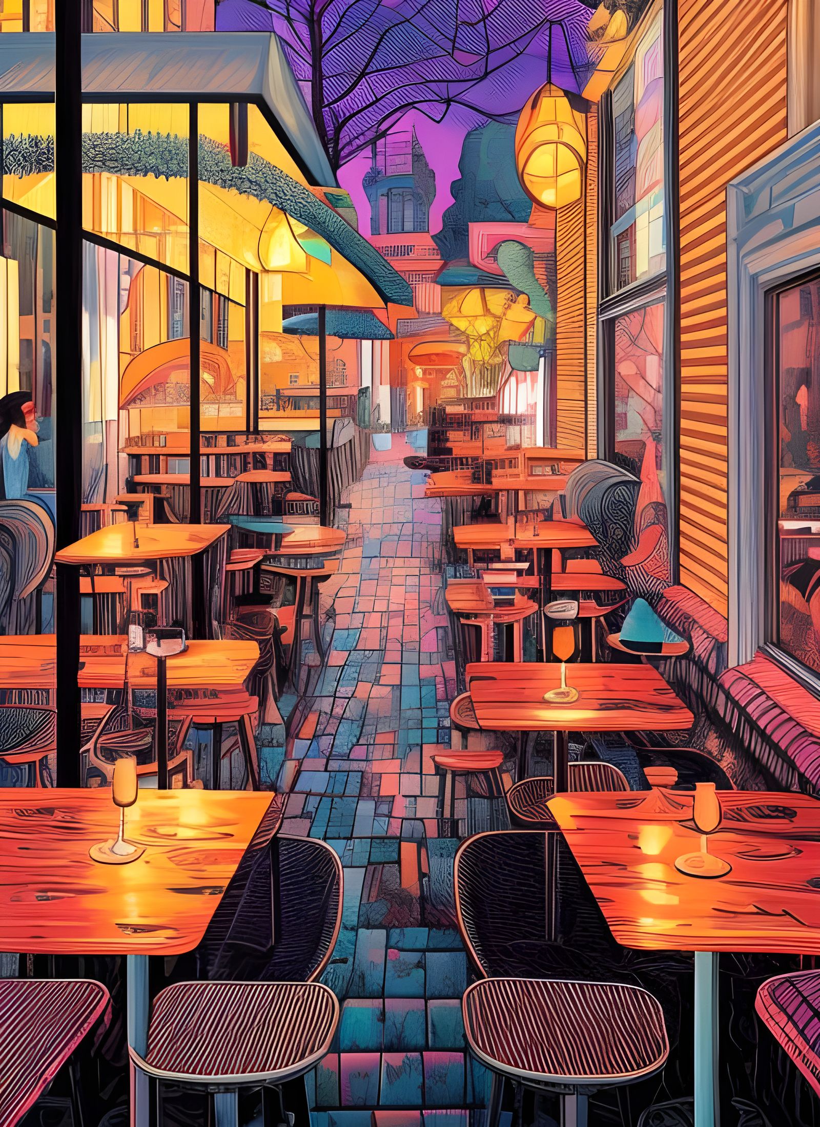 French Café At Dusk