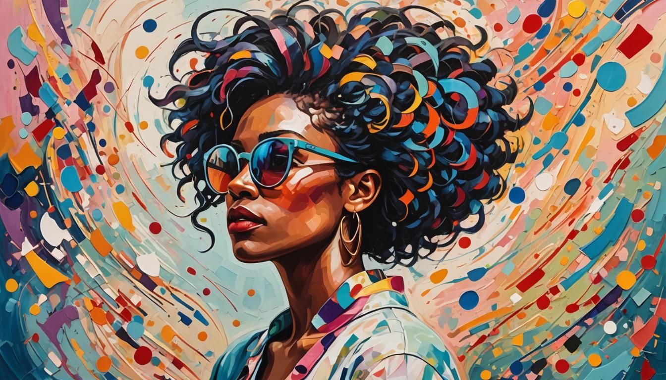 Bold Woman in Abstract Impasto Painting