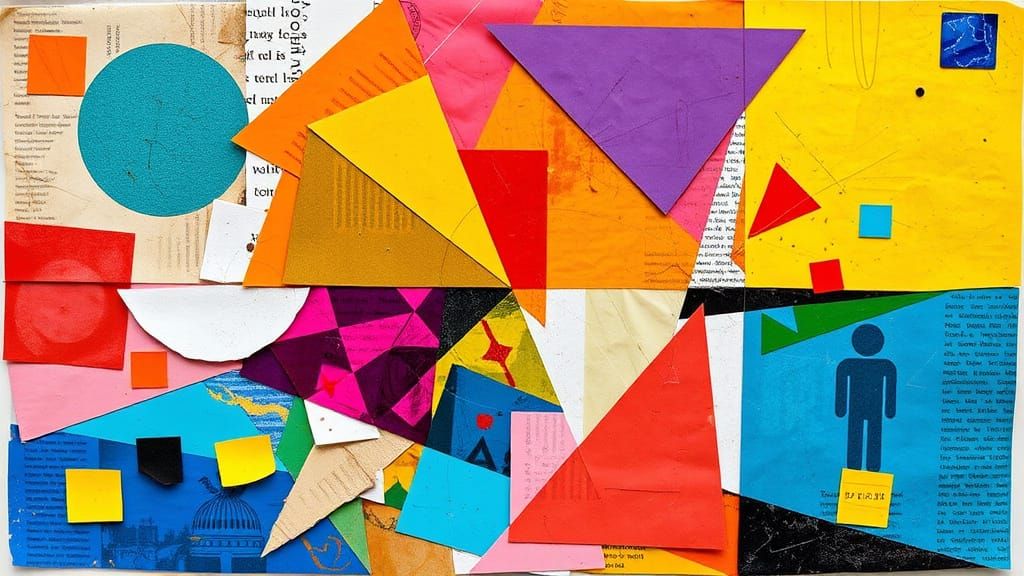 Vibrant Multicolor Prism Collage with Geometric Shapes