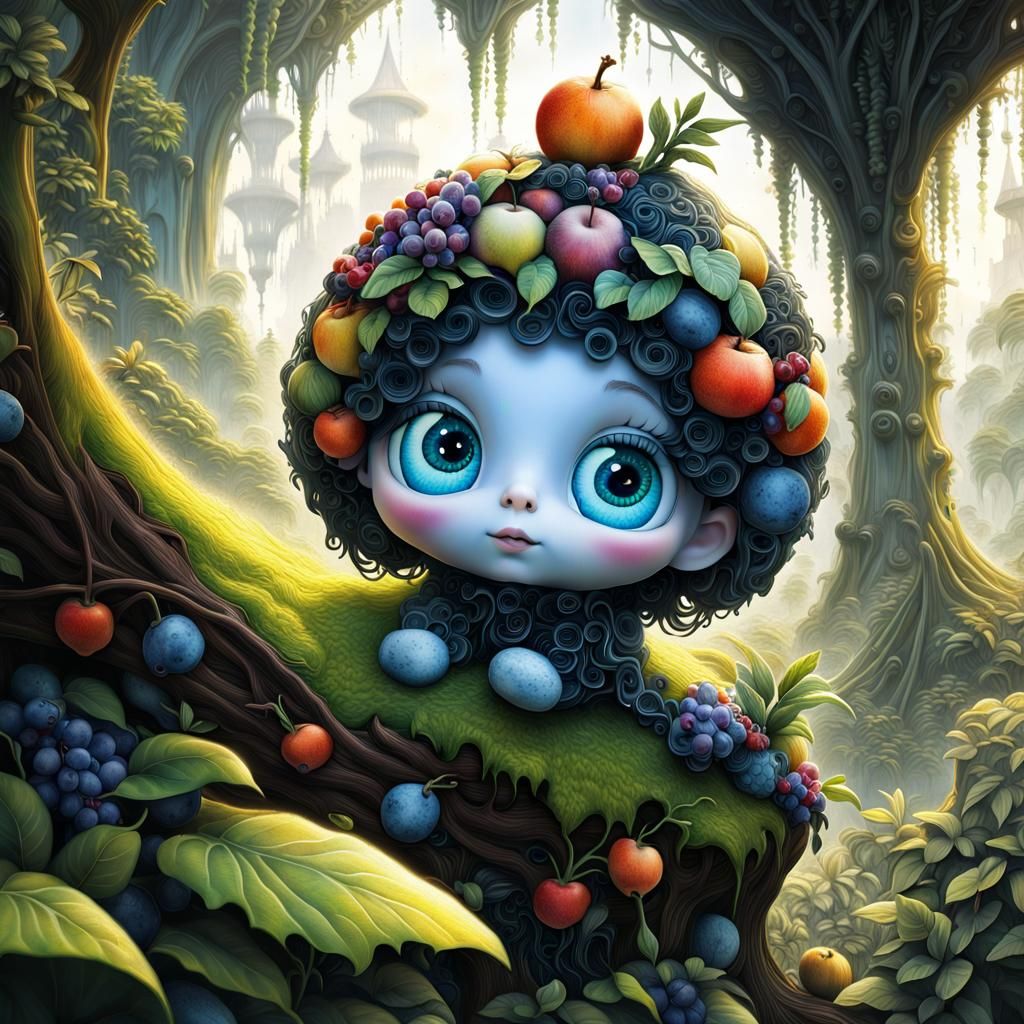 Cute Chibi resting in the forest