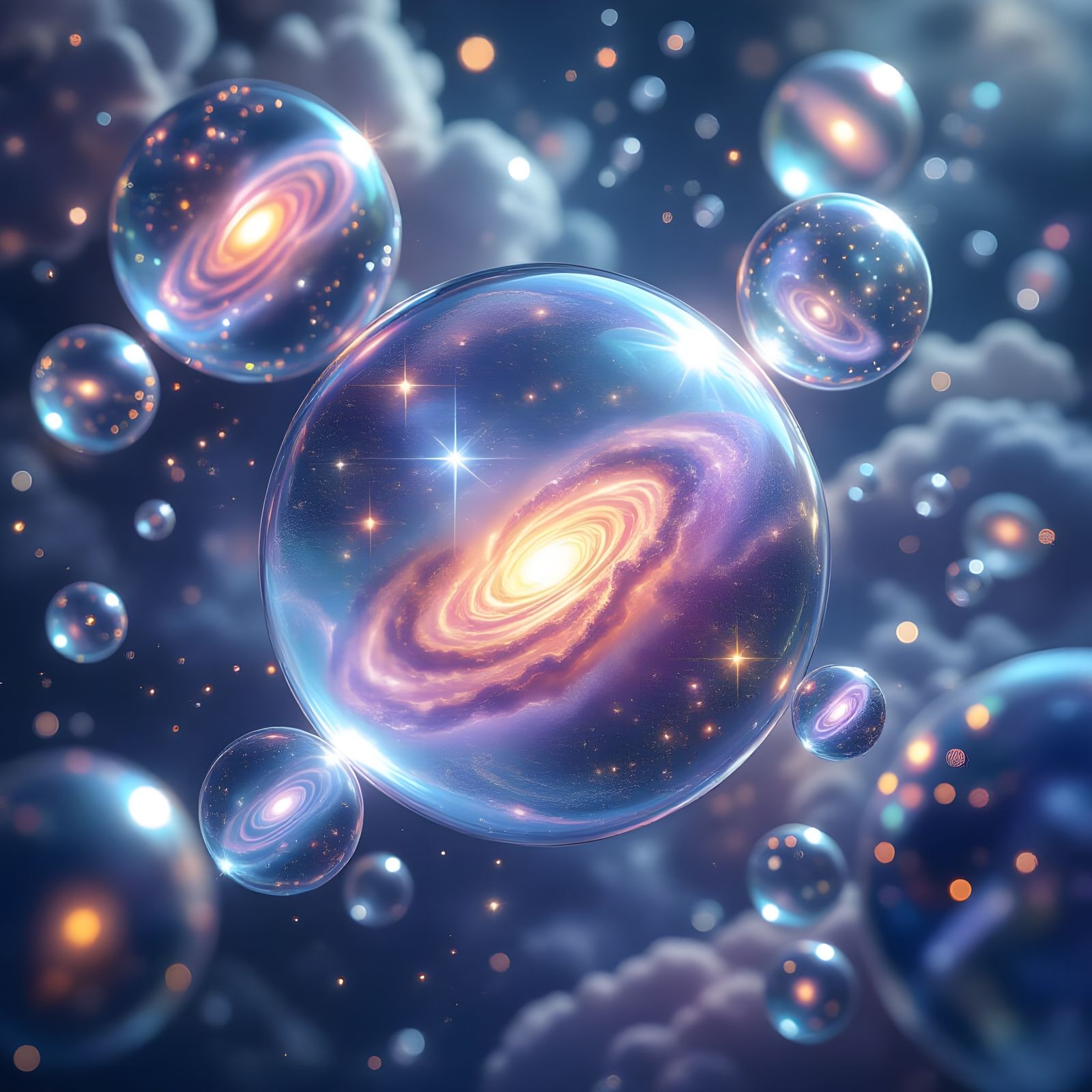 Photorealistic Bubbles Containing Unique Swirling Galaxies