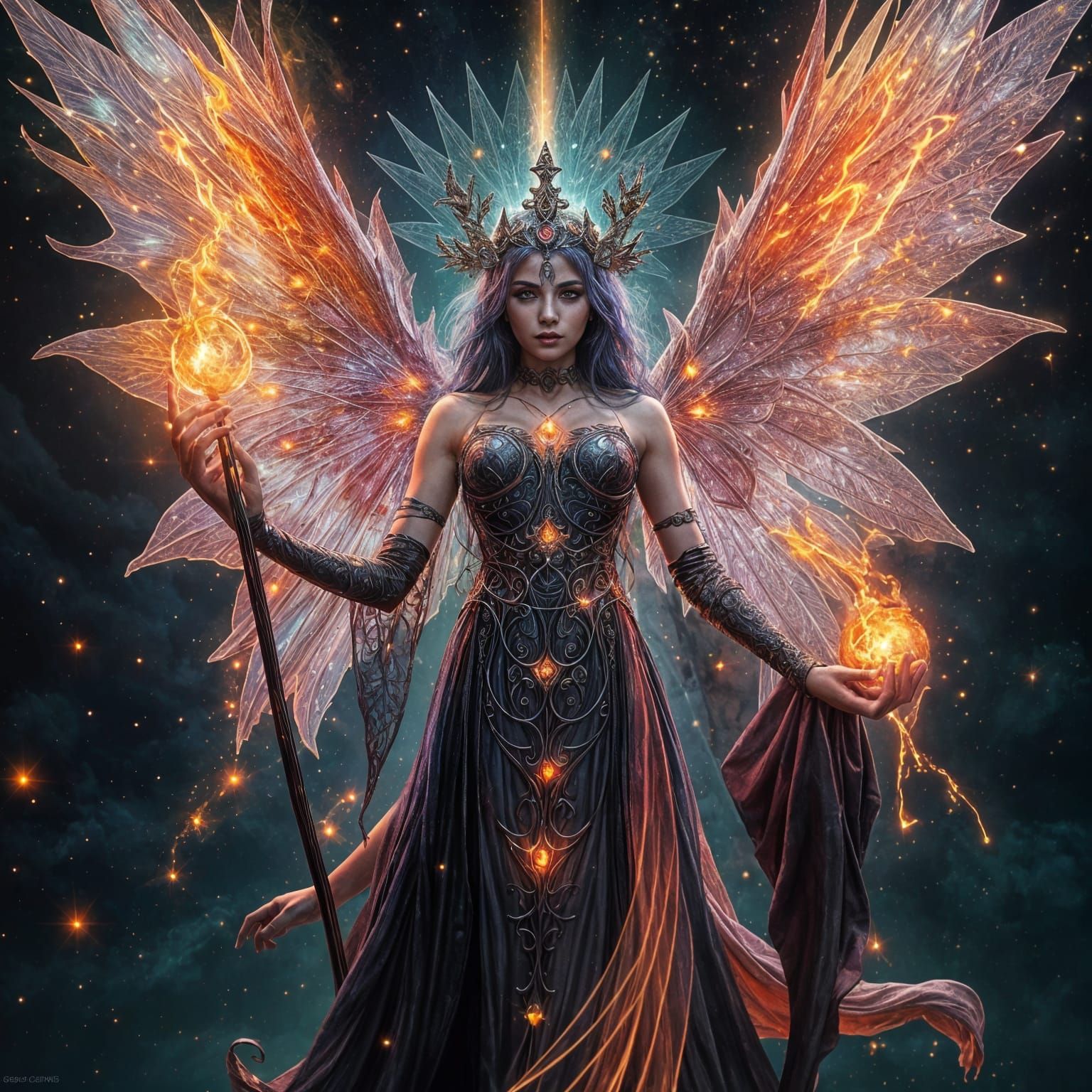 Gothic Fairy Queen in Cosmic Holographic Splendor