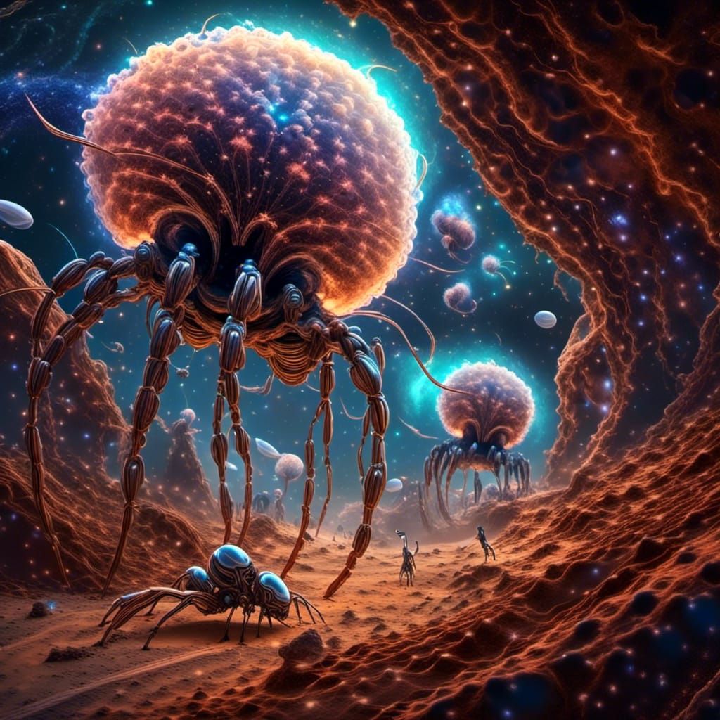 Robotic Ants Farming Humans on Mars: Detailed Matte Painting