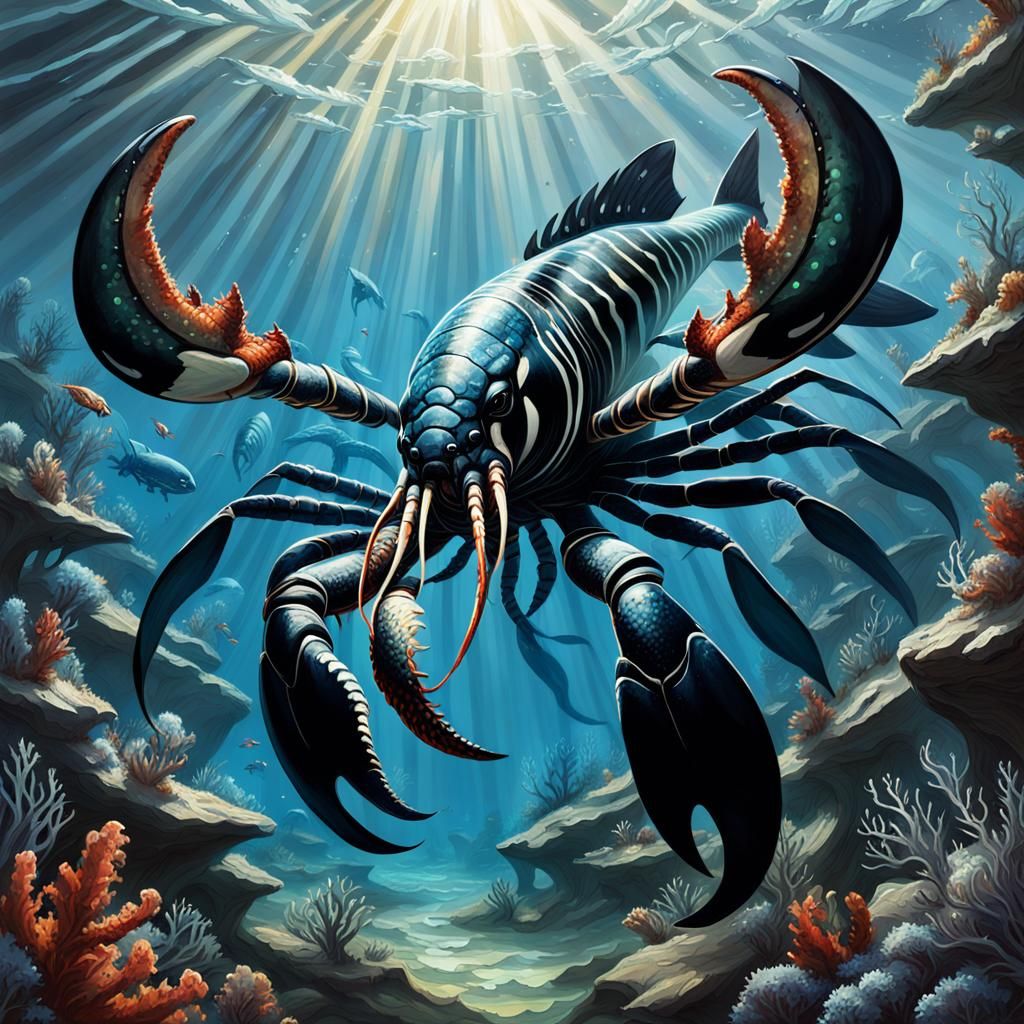 Gigantic Prehistoric Crawfish in Deep Sea Abyss