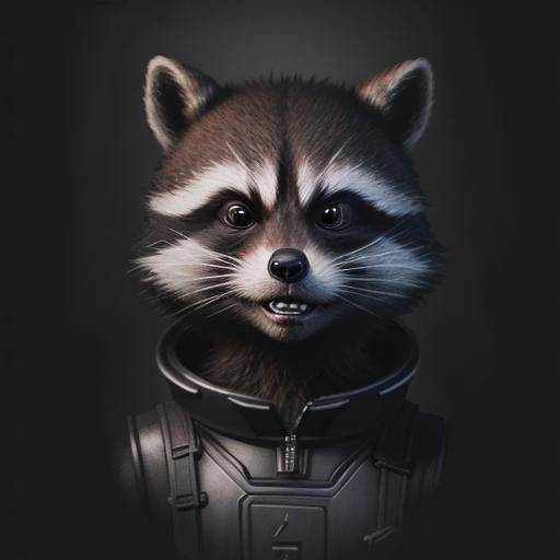 Hyperdetailed Charcoal Drawing of Rocket Raccoon