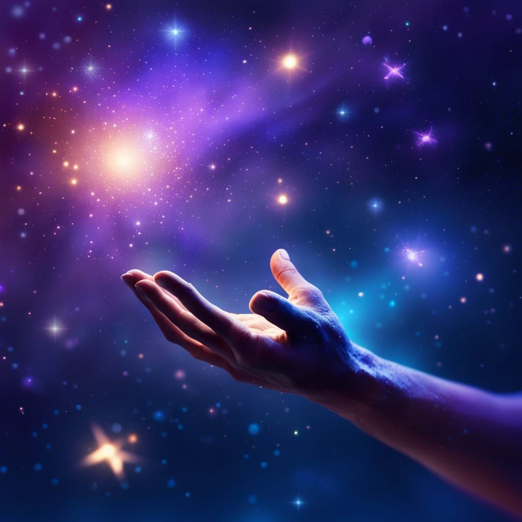 Ethereal Space Scene with Falling Stars