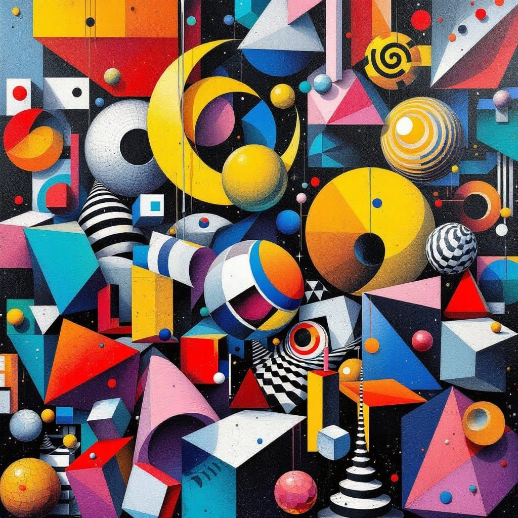 Escher-Inspired Geometric Mosaic in Vibrant Polychromatic St...