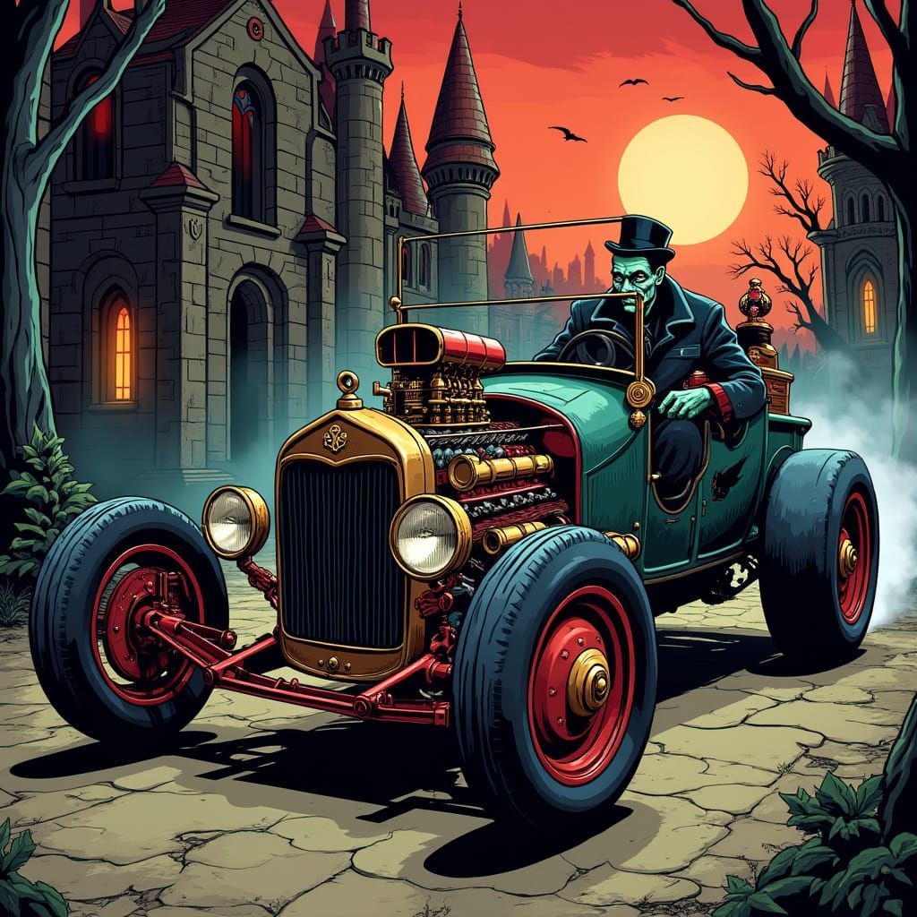 Herman Munster's Dragster: Gothic Car Art