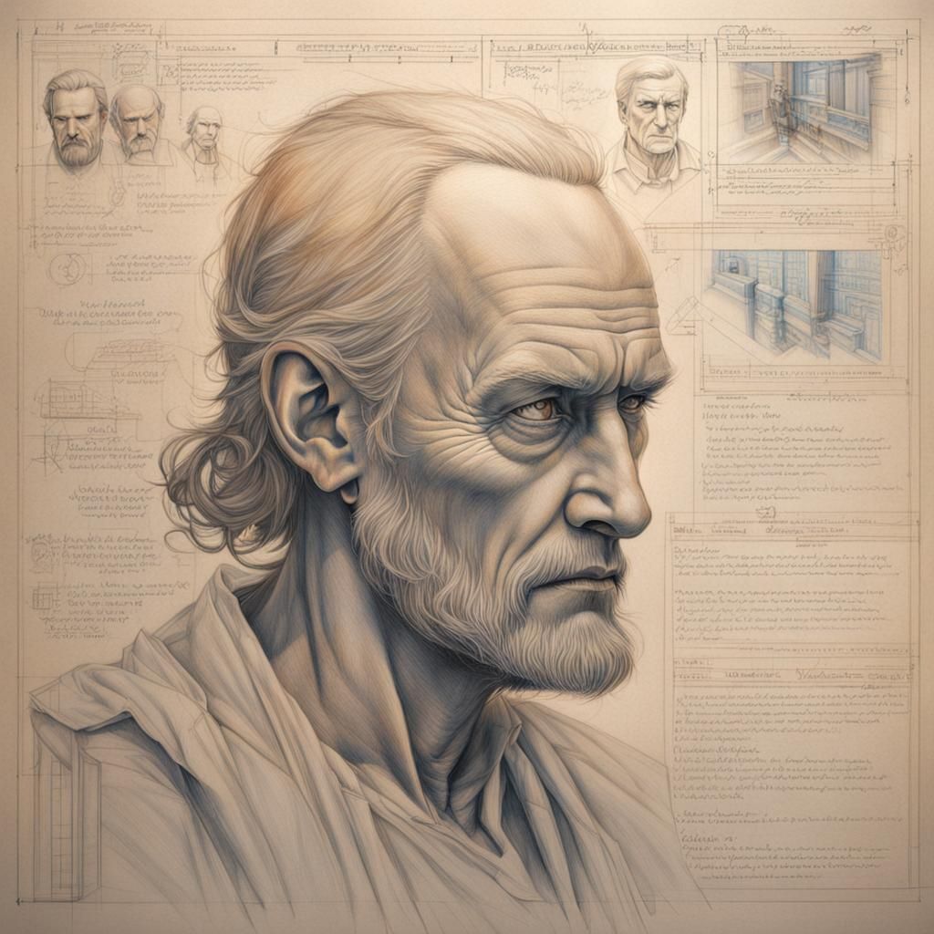 Technical Blueprint Schematic in Graphic Novel Style