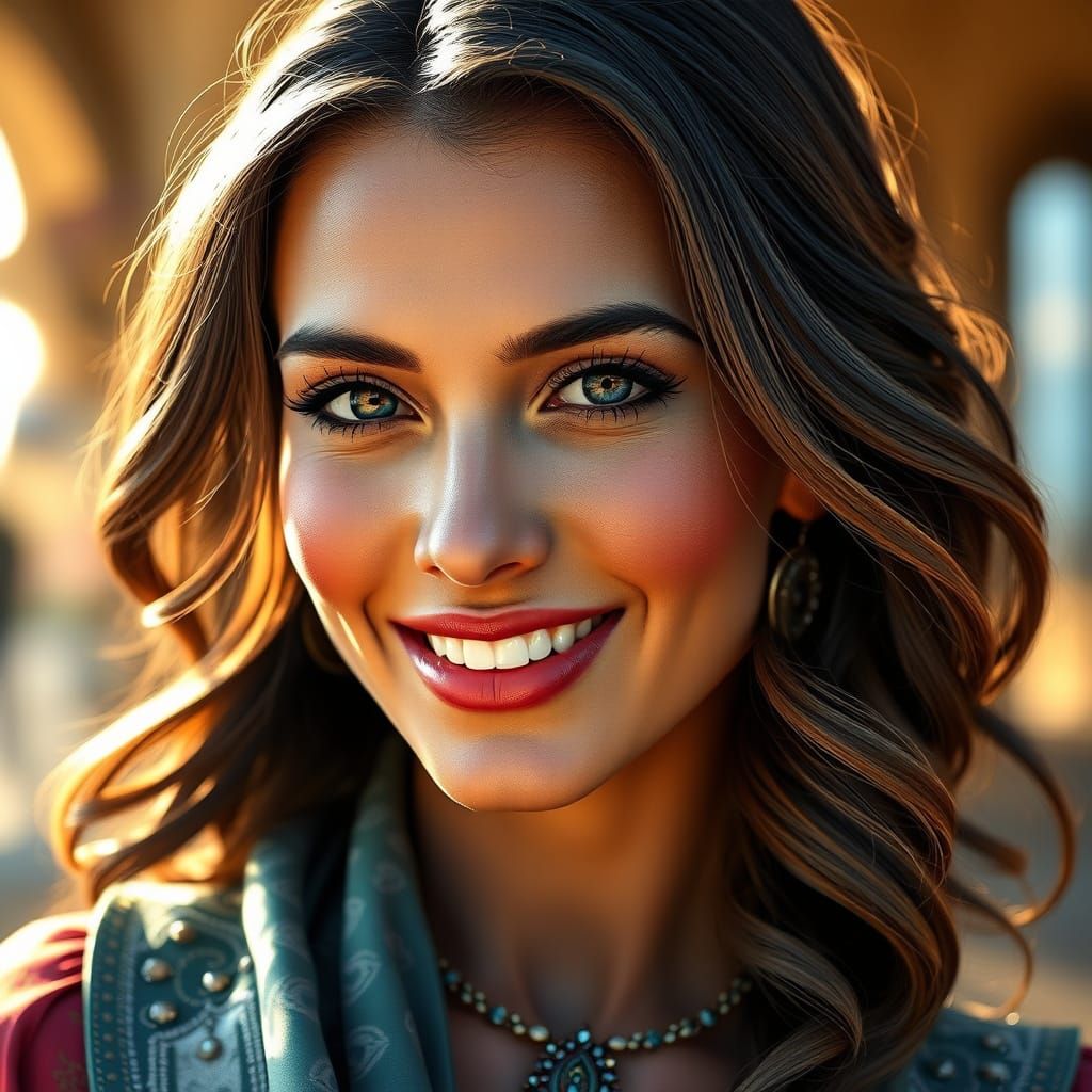 Radiant Woman's Portrait in Fantasy Realism Style