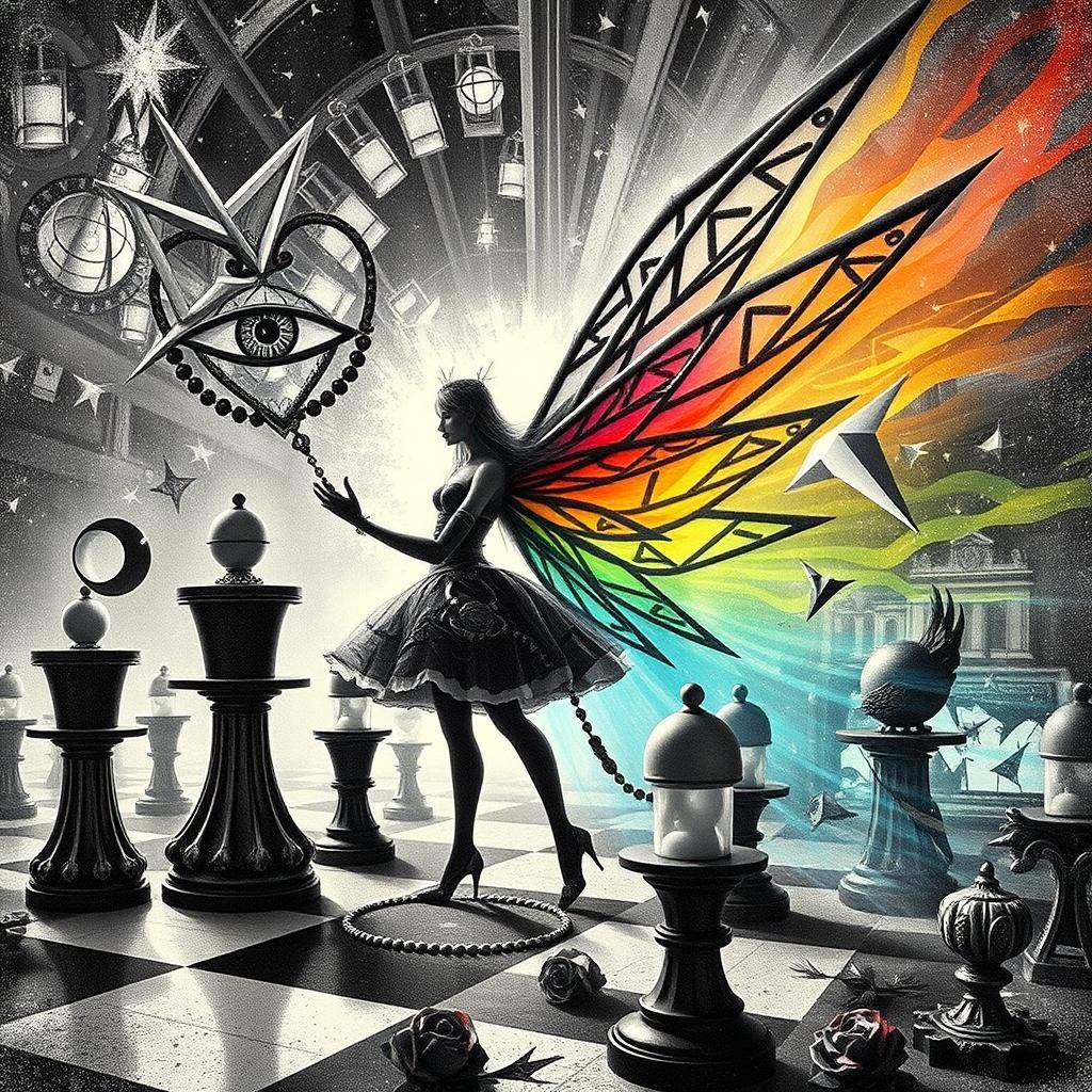 Punk Rock Catholic Icon in Gothic Collage Style