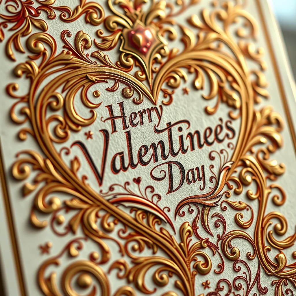 Ornate Valentine's Day Card in Forgotten Language