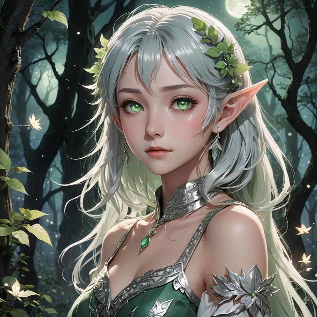 Elf Girl Portrait in Anime Key Visual Style