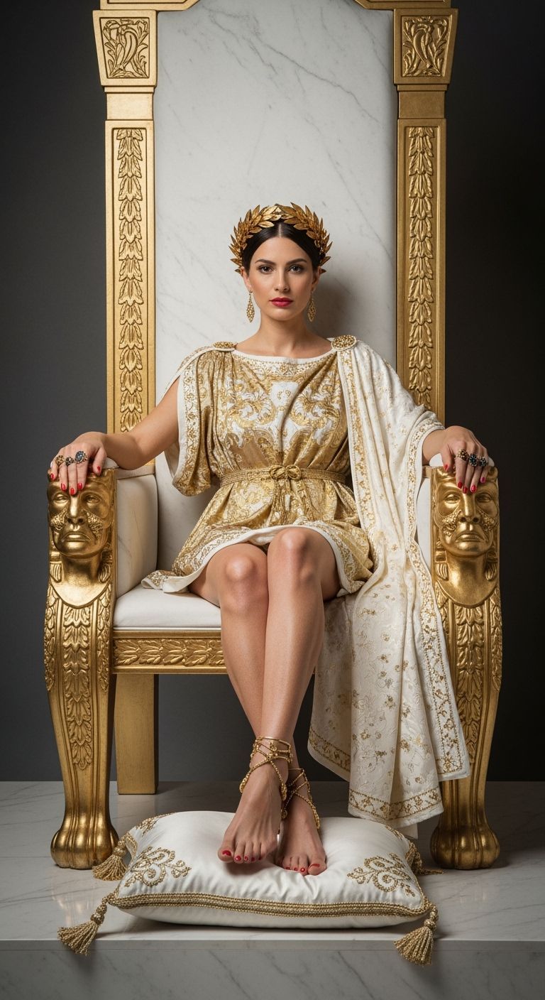 Roman Empress on Marble Throne in Natural Lighting