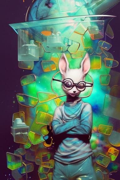 Stuart Little in Vaporwave Shattered Glass Portrait