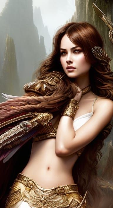 Fantasy Warrior Princess with Bow, Digital Art