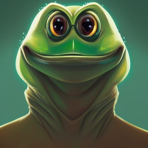 Detailed Portrait of Pepe the Frog in Digital Art Style