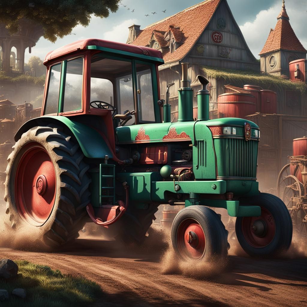 Poker Joker Drives Tractor: Fantasy Concept Art