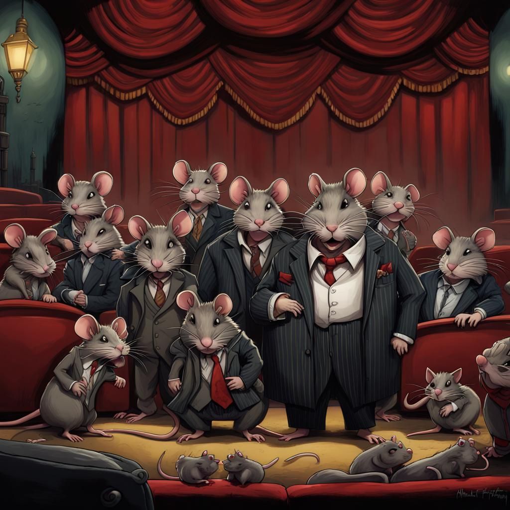 Gangster Rats Take Over Theatre Stage in Detailed Art