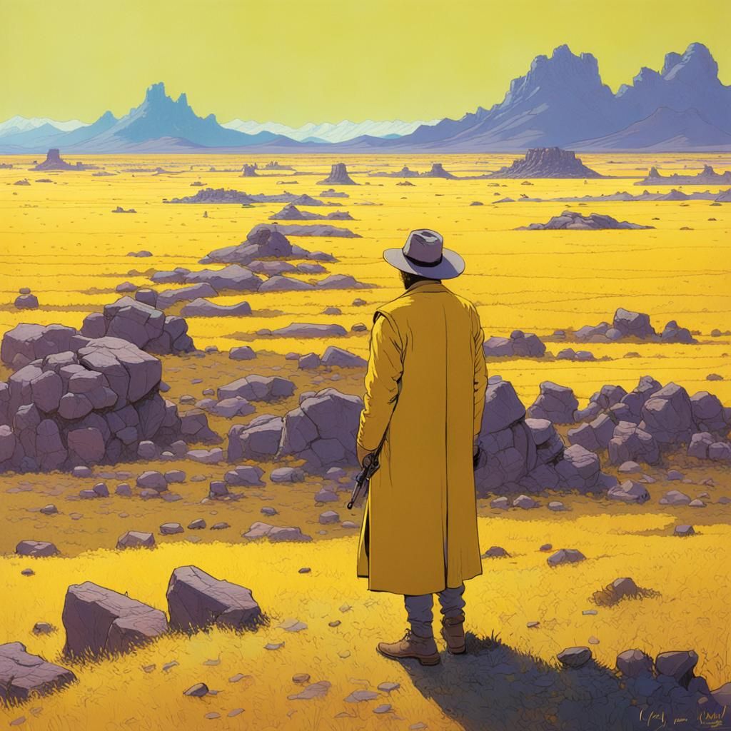 Ultraviolet Grasslands: Matte Oil Painting in Ligne Claire