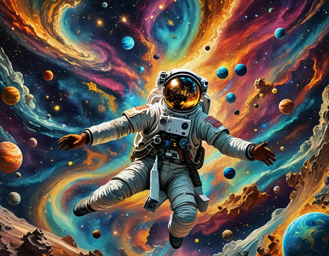 Astronaut Floating in Space: Surreal Digital Art