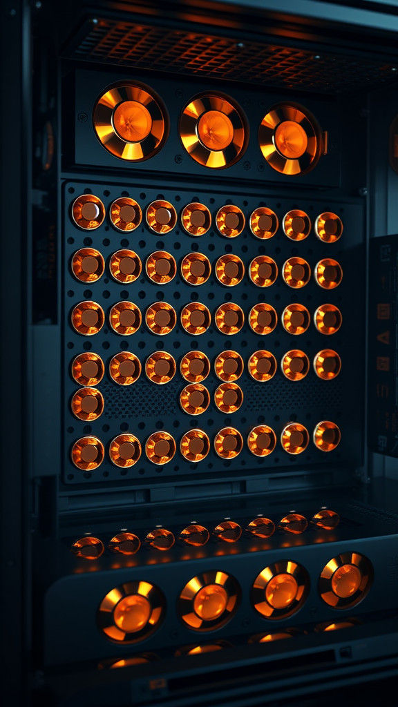 Rosy Gold Gems on Futuristic Computer Casing