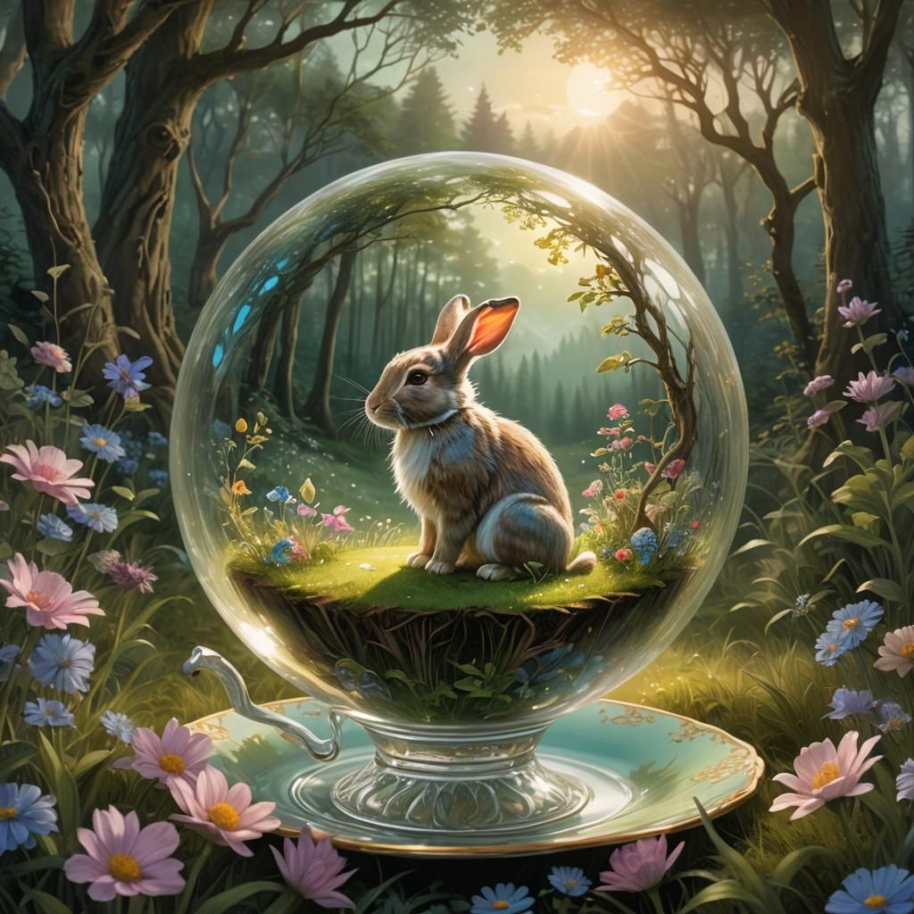 Bunny in Teacup: Fantastical Digital Matte Painting