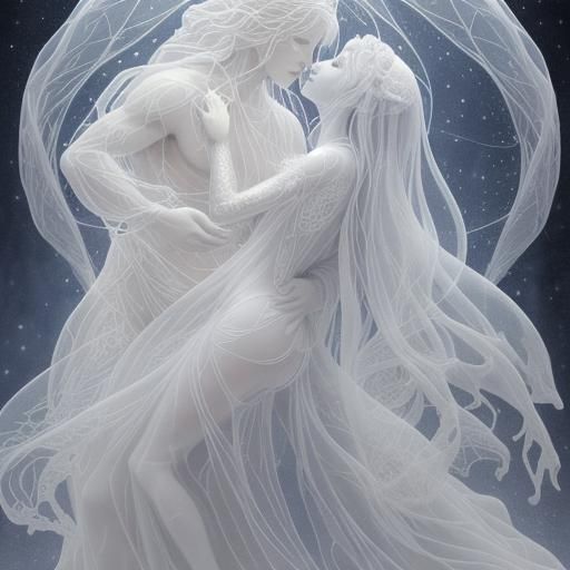 Ethereal Wolf in Victorian Curtain