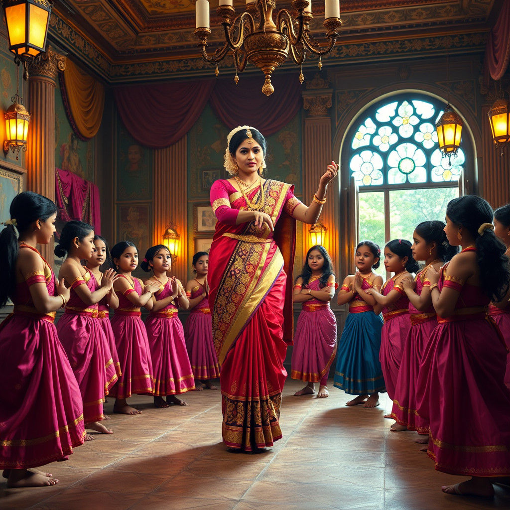 Bharatanatyam Dance Lesson in Classic Indian Art Style